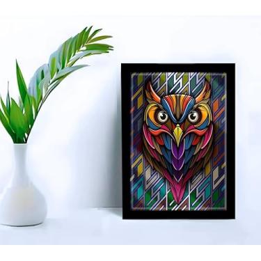 Imagem de Genérico, Quadro Decorativo Abstrato Coruja C/Moldura e Vidro 33x25 Cor:Preto