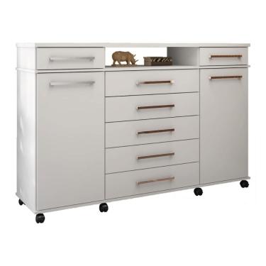 Imagem de Cômoda London Quarto com 7 Gavetas 2 Portas e Rodízios