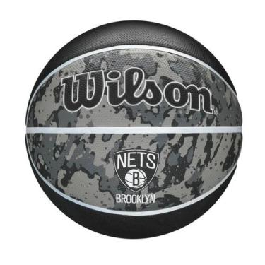 Imagem de Bola Basquete Wilson NBA Bro Nets Unissex WTB1500XBBRO, Cinza, Preto, 
