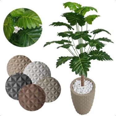 Imagem de Bananinha Artificial Folhas Verdes Grande Vaso Decoração - Flor de Men