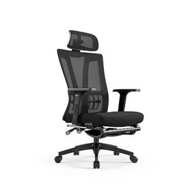 Imagem de CUTPOIY Cadeira de computador para estudo doméstico confortável reclinável sedentário assento giratório encosto de cabeça ergonômico cadeira de escritório simples (Bk com apoio para os pés)