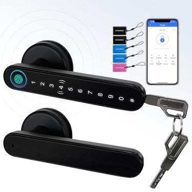 Imagem de Fechadura inteligente, CATCHFACE fechadura de porta com impressão digital, entrada sem chave, maçaneta de porta biométrica com aplicativo/código/chave WiFi TTlock, fechadura de porta para porta da frente, casa, Airbnb (preto)