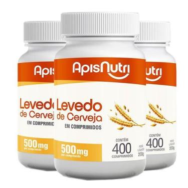 Imagem de Kit 3 Levedo de Cerveja Apisnutri 400 comprimidos 500mg