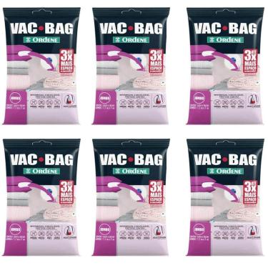 Imagem de Kit 6 Vac Bag Jumbo Ordene 110x100cm Saco a Vácuo Plástico Edredom Casacos