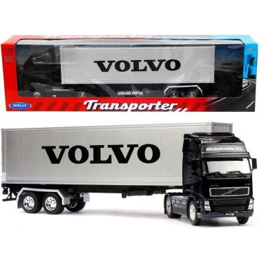 Imagem de Miniatura Welly Caminhao Volvo FH 12 C/ Bau Transporter 1/32 Die-Cast Preto