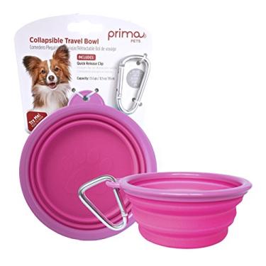 Imagem de (PEQUENO (1,5 xicaras), rosa) - Tigela dobravel de silicone para alimentos e agua Prima Pet com grampo para caes e gatos, tamanhos disponiveis: PEQUENO (1,5 xicaras) e GRANDES (5 xicaras)