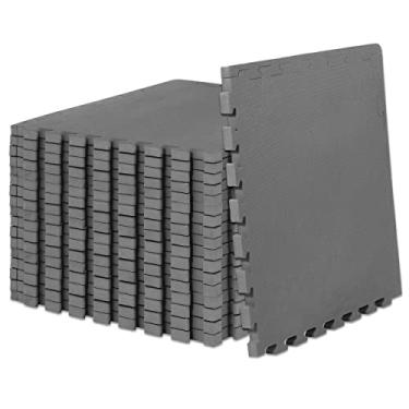 Imagem de ProsourceFit Tapete de exercício extra grosso de 2,54 cm, espuma de EVA interligada para proteção, piso acolchoado de treino para casa e equipamentos de academia, pacote com 3