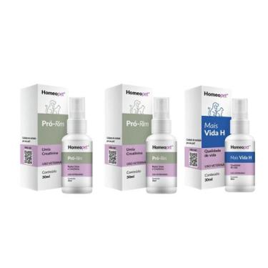 Imagem de Kit 2 Pro Rim + Mais Vida H Terapia Gatos Cães Homeopet 30ml - Real H
