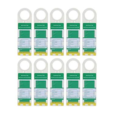 Imagem de Etiqueta do andaime que trava o cuidado Etiquetas de advertência plásticas impermeáveis duráveis do ABS do sinal da manutenção para a segurança industrial química elétrica 10PCS