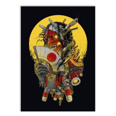 Imagem de Placa Decorativa Samurai Oni Cyberpunk Anime Decoração Quarto Sala