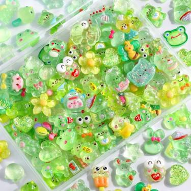 Imagem de 100 peças de pingentes de geleca verde sortidos lindos enfeites de geleia a granel, acessórios kawaii aleatórios, enfeites de resina para capas de telefone, grampos de cabelo, scrapbooking artesanato