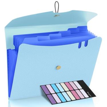 Imagem de Sooez Pasta expansível de 7 bolsos, organizador de arquivos sanfonado tamanho carta, pastas premium para documentos, pastas de arquivo com fecho elástico, organizador portátil para material de