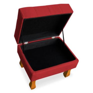Imagem de Puff retrô baú 50cm suede bege - SRJ IMÓVEIS, VERMELHO