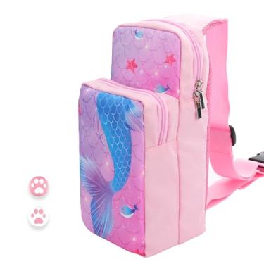 Imagem de HYPERCASE Kit De Bolsa Ombro Fofa Para Nintendo Switch/Oled/Lite, Mochila Portátil Viagem Em Formato Rabo Peixe Switch Com 2 Protetores Polegar, Console Ns/Oled/Lite, Dock, Joy-Con E Armazenamento A