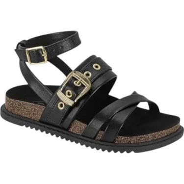 Imagem de Sandália Moleca Flatform Papete Feminina Estilo Casual, Preto, 36