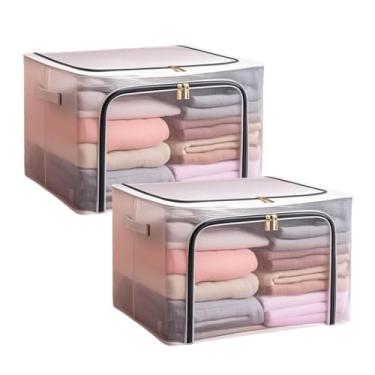 Imagem de Kit 2 Caixas Organizadora Dobrável 66L em PVC Transparente com Zíper Duplo – Abertura Frontal e Superior – Para Armários e Guarda-Roupas (66 Litros)