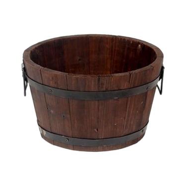 Imagem de Ｂｅｓｇａ Vaso de plantas com balde, recipiente para plantas, vaso multiuso de madeira para preservação, para, cozinha e decoração ao ar livre, Redondo