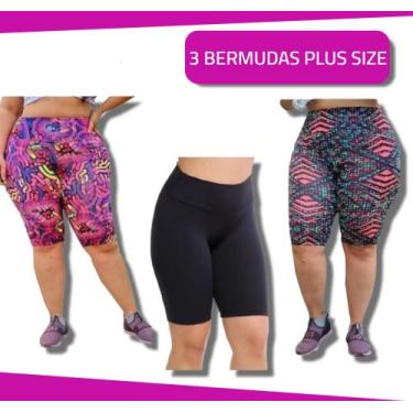 Imagem de 3 Bermudas Legging Plus Size Fitness Ciclista Short Feminino - Wild, E