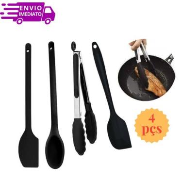 Imagem de Kit de Utensílios de Preparo de Receitas em Silicone Multifunções com 
