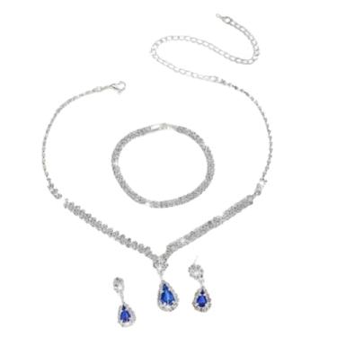 Imagem de Yecomsy Elegante conjunto de joias de cristal, colar de strass, brincos, pulseiras, noivas, vestidos de formatura, bijuterias, Zircônia cúbica, Sem Pedra Preciosa