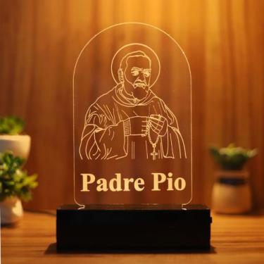 Imagem de Luminária Abajur Padre Pio LED Amarelo - Bold