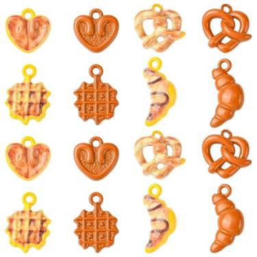 Imagem de UR URLIFEHALL 40 peças, 8 estilos, pingentes de pão de simulação, tinta de cozimento, pingentes fofos para croissant de comida, faça você mesmo, brincos, colar, artesanato, fabricação de joias