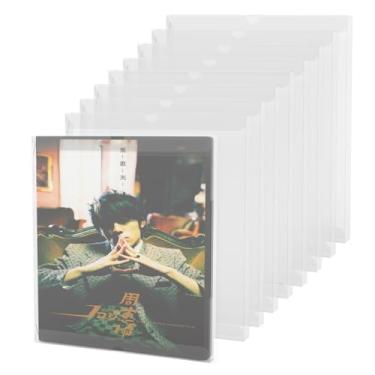 Imagem de MayRecords 10 peças de capa externa de CD capa protetora de plástico transparente com 10 adesivos redondos PET antiestático para armazenamento de CD