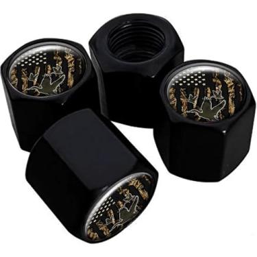 Imagem de Tampas de haste de válvula de pneu de metal, pacote com 4, tampas de haste de roda de carro, tampas de válvula de ar universais de alumínio para carros, caminhões, SUVs, bicicletas, motocicletas