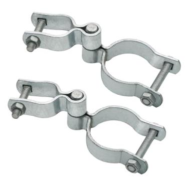 Imagem de Dobradiça de poste de cerca de elos de corrente 1-3/20.3 cm x 2-3/20.3 cm dobradiças fêmea e macho dobradiças de moldura de portão com parafusos e porcas dobradiça de tubo galvanizado de aço