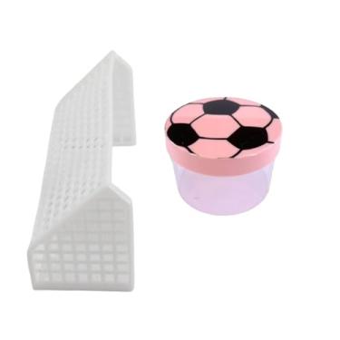 Imagem de Kit Decora Futebol Pote Acrílico Tampa Gravura Bola e Trave Plastica de Brinquedo para Mimos Lembrancinhas Festas Eventos Esporte (20, Rosa)