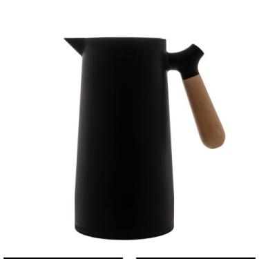 Imagem de Garrafa Térmica Plástica Com Cabo Madeira Preta 1L - Wolff - Rojemac, 