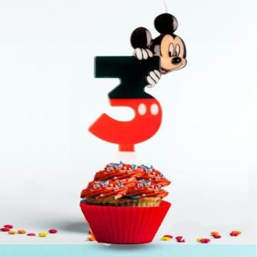 Imagem de Vela Número 3 Festa Mickey Clássico decoração aniversário - SILVER PLA