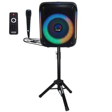 Imagem de Caixa Som Bateria com Microfone 800W Rms Bluetooth Portátil Fm Usb Controle Remoto + Tripé E-X8