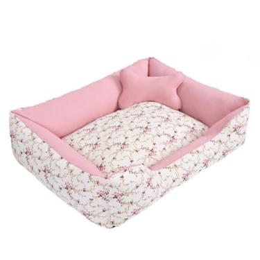 Imagem de Cama cachorro medio caminha pet 60 x 50 com ziper lavavel fundo impermeavel +almofadinha(floral rose (M))