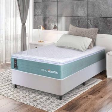 Imagem de Conjunto Box Branco Lagos Verde Molas Ensacadas Solteiro 96x203x66 - King House