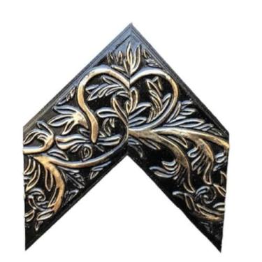 Imagem de Espelho Decorativo 40x60 de parede moldura de madeira com mdf para lavabo/hall/banheiro/quarto/sala/cantinho do café(PRETO COM DOURADO)