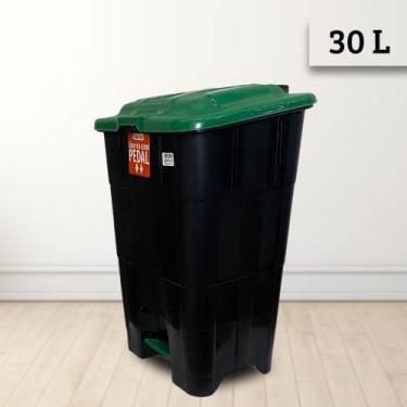 Imagem de Lixeira com Pedal 30 litros Seletiva Vidro Verde Reforçada Luxo Plasti