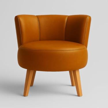 Imagem de Poltrona Decorativa para Sala de Estar Reforçada Moderna Tecido Corano Pés de Madeira Ergônomica (Terracota)