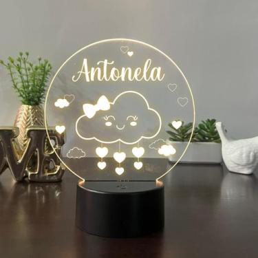 Imagem de Luminaria em acrilico de led infantil personalizada com nome tema chuv