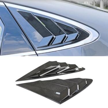 Imagem de Guarnição de bochecha de tubarão para janela de triângulo traseiro de carro compatível com Sonata 2020+ tampa de acabamento de janela lateral traseira acessórios de carro (aparência de carbono)