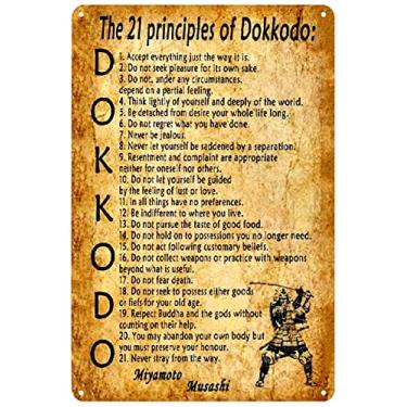 Imagem de SREELEATHERS Placas De Metal Vintage 21 Princípios Dokkodo Placa Lata Miyamoto Musashi Citação Motivacional Inspiradora Pôster Arte Parede Decoração Para Casa Café Clube Escritório Sala Estar Presen