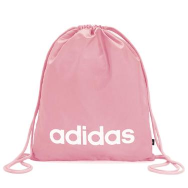 Imagem de Sacola Adidas Gym Sack Linear Rosa e Branco