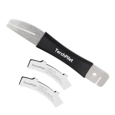 Imagem de TerchPilet Kit de ferramentas de freio de disco de bicicleta – Ferramenta de ajuste de rotor de freio de aço inoxidável resistente com aderência ergonômica de silicone – Ferramenta de alinhamento de