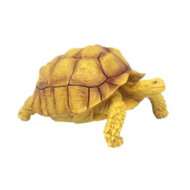 Imagem de Dynwave Tartaruga animais estatueta pequena tartaruga figura ornamento brinquedo educacional coleção tartaruga estatueta escultura para gramado dentro de casa, Amarelo