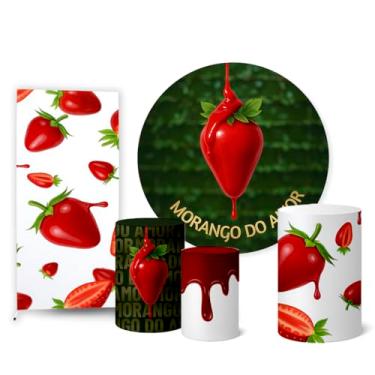 Imagem de Trio Capas Cilindro + Painel Sublimado + Lateral Morango do Amor (K2MRG0002)