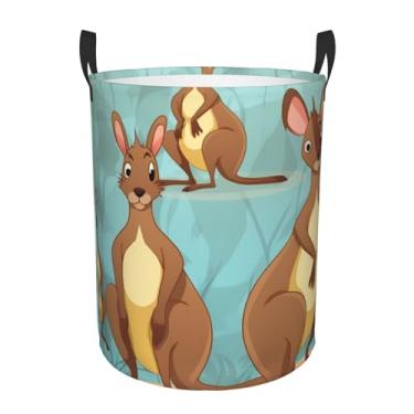 Imagem de Cesto de lavanderia engraçado para canguru, zoológico, dobrável, impermeável, cesto de armazenamento de roupas com alças, pano Oxford, organizador de brinquedos, cesta para banheiro, lavanderia