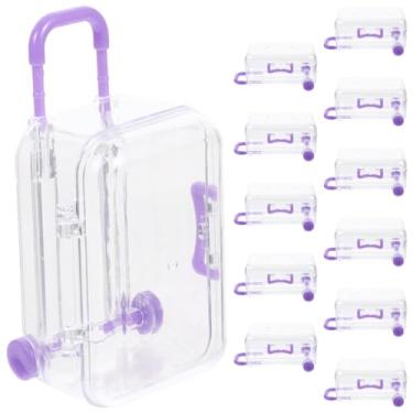 Imagem de NUOBESTY 12 peças mini mala de lembrancinha pequena caixa de doces caixa de plástico caixa de viagem para festa de aniversário de casamento (Roxo)