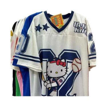 Imagem de Camiseta Hello Kitty Com Decote Em V Para Mulheres E Homens, Leve, Res