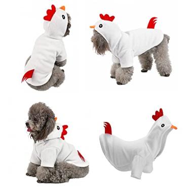 Imagem de Yoption Fantasias de frango para cães, animais de estimação, Halloween, Natal, Ação de Graças, Páscoa, cosplay, roupas engraçadas para filhotes de cachorro (GG)