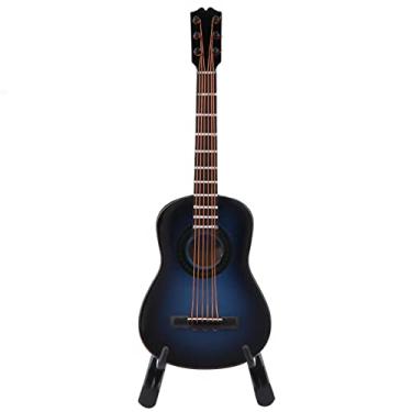 Imagem de TOPINCN Guitarra de Madeira Em Miniatura, Decoração de Instrumentos Musicais, Exibição de Guitarra de Desktop, Artesanato de Ornamento de Música Artesanal Com Caixa de Suporte e (14cm)